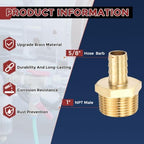 4Pcs Brass Hose Barb Fittings 5/8" Hose Barb to 1" NPT Male Fittings - Image 2