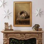 Gold Vintage Framed Bird Nest Wall Art, Still Life Nature Print - Image 4