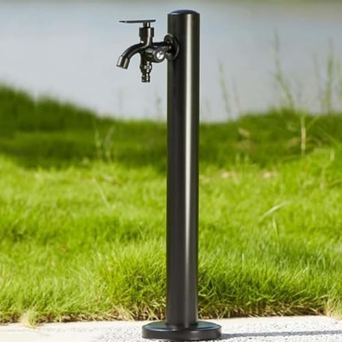 60CM Stainless Steel Outdoor Column Faucet - Square Freestanding Vertical Hose Holder for Patios, Backyards, Garden, Durable, Rust-Resistant, Easy Installation by Unknown