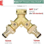 1PCS 3/4'' Heavy Duty Brass Garden Hose Connector Tap Splitter 2 Way Hose Spigot Adapter With 2 Valves Y Watering Irrigation Joints(E) - Image 2