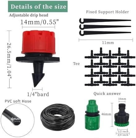 Garden Supplies 50M-5M DIY Drip Irrigation System Automatic Watering Garden Hose Micro Drip Watering Kits with Adjustable Drippers Nozzle(KIT008-30M) - Image 5
