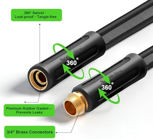 100FT Garden Hose, 2026 New Upgraded Fabric Thickened Non-Expanding Water Hose, Ultra Lightweight & Flexible, Burst-Resistant, Kink-Free Hose 700 PSI for Outside, RV, Yard, 3/4GHT, Black-Gray - Image 2