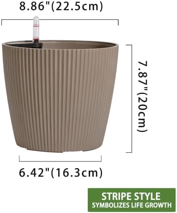 Dexceder 9x8 Self Watering Planters Indoor (2 Pack, Taupe) - Image 2
