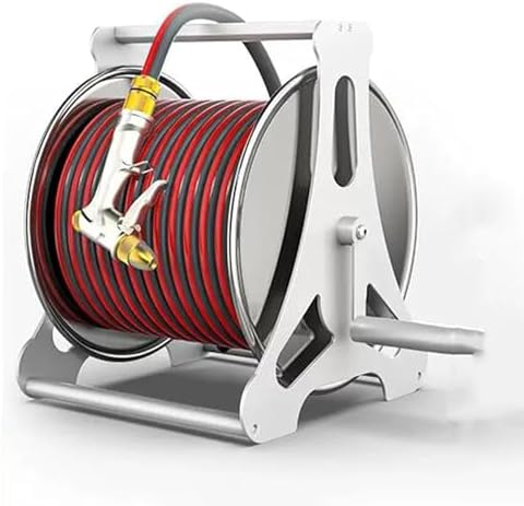 30m Garden Hose Reel, Hose Reel Storage Rack, Metal Wall/Floor Mount Hose Reel with Crank and Dust Cover by Unknown