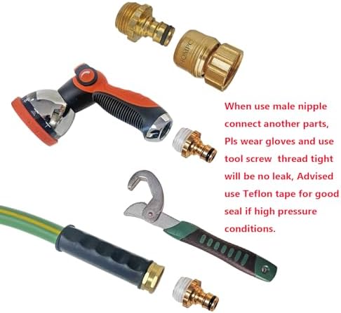 HQMPC No Pb Garden Hose Quick Connect Brass Hose Quick Connect Quick Release Hose ConnectorWater Hose Connectors 3/4" GHT (6 SETS) - Image 5