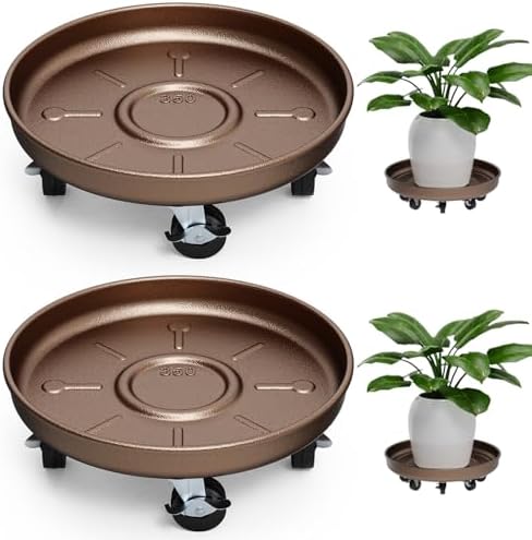 Plant Caddy With Wheels 13" Metal Plant Saucers for Indoors 350 Lb Capacity by PARSAGI
