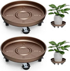 Plant Caddy With Wheels 13" Metal Plant Saucers for Indoors 350 Lb Capacity by PARSAGI