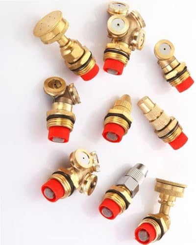 1/2"（DN15） Brass Mist Nozzle Thread Mist Nozzle for Lifting Garden Bed Backyard Outdoor Cooling System（Pack of 5） Fan-Shaped Double Spray Belt Filter 5pcs - Image 7
