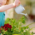 Small Metal Watering Can Set, Pink, 1.2L and 0.23L Garden Cans with Long Spout, Indoor Outdoor Plant Care (White) - Image 4