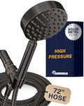 HammerHead Showers® Solid Metal Handheld Shower Head with Hose and Brass Holder - OIL RUBBED BRONZE - 2.5 GPM High Pressure Shower Heads with Adjustable Shower Wand Bracket - 6ft Flexible Extension by HammerHeadShowers