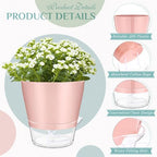 Funnymoom 12 Pack 6 Inch Self Watering Plant Pots Self Watering Planters with with Visual Reservoir and Drainage Hole Plastic Flower Pots for Indoor Plants African Violets Flowers - Image 3