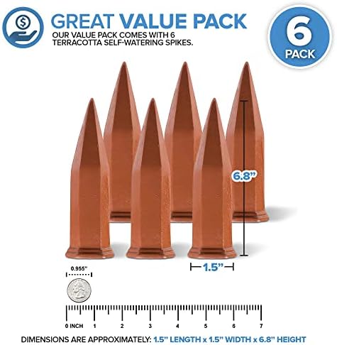 Modern Innovations Ceramic Terracotta Self Watering Spikes (6 Pack) Vacation Automatic Plant Waterer Devices, Indoor/Outdoor Planter Insert, Terra-Cotta Stakes for Potted Plants, Auto-Water System - Image 2