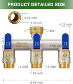 3 Way Hose Splitter Heavy Duty, Full Flow Brass Garden Hose Splitter - Image 2