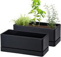 D'vine Dev 2-Pack Rectangular Planters, 12 x 4.5 in, Black, 76-X-B-2 by DvineDevPlanterPotsandStand