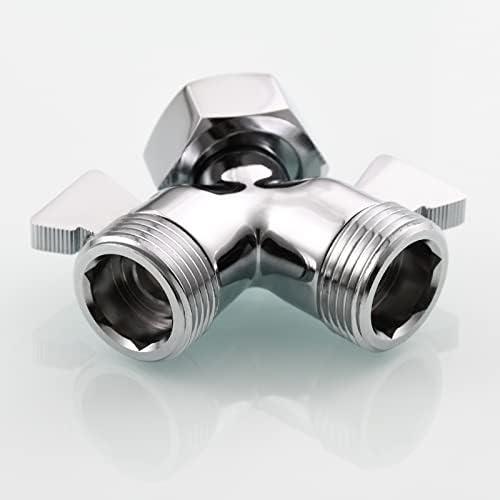 Tecmolog 2 Way Brass Hose Splitter Heavy Duty 3/4" Garden Hose Splitter with Shut Off Valve Chrome, DSF017A - Image 7