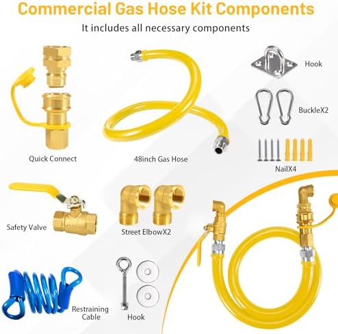1675KIT48 Commercial Gas Hose, Gas Line Hose Quick Connect - Image 2