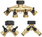 Garden Tap Splitter Brass 2/4 Way Faucet Water Splitter Y Type Garden Hose Splitter Watering Tap Connector Distributor for Outdoor Faucet for Outdoor (2 Way with Connector) - Image 3