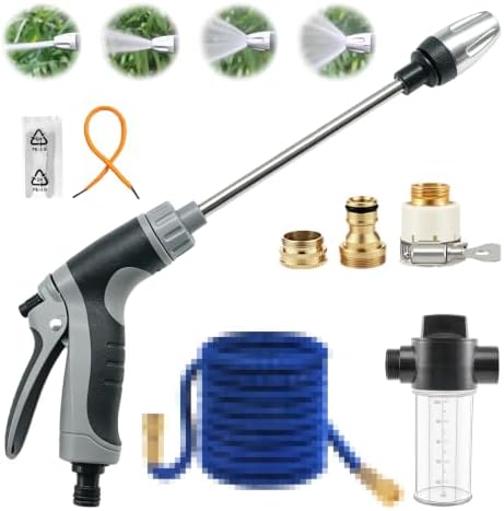 Hose Hawk Pro Pressure Washer Gun, High Pressure Hose Nozzle with 4 Spray Modes, Watering Sprayer for Cleaning Patio Yard Car Pets, Adjustable Pressure Washer Nozzle with 25FT Garden Hose by Unknown