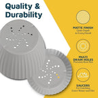 Gray 6-Inch Plant Pots with Drainage & Saucers 24 Pack, Indoor & Outdoor Planters for Houseplants, Herbs, and Flowers, Durable & Weatherproof Material, Stackable, Lightweight, Minimalist Design - Image 6