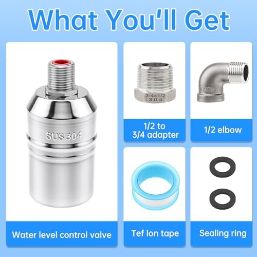 4‑Pack 304 Stainless Steel Float Valve 1/2"‑3/4" Auto Shut‑Off Water Valve - Image 4