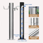 Stainless Steel Cylindrical Water Column, Freestanding Hydrant with Faucet, Garden Hose Holder for Courtyard Irrigation Washing Villa Decoration(86x20.5cm/34x8in) - Image 2