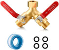 Garden Hose Splitter Full Flow Splitter No Restricted-Flow Connector Heavy Duty Brass Hose y Splitter, 2 way High Flow Hose Bib Adapter with Shut Off Valves (Long Handle) by YELUN