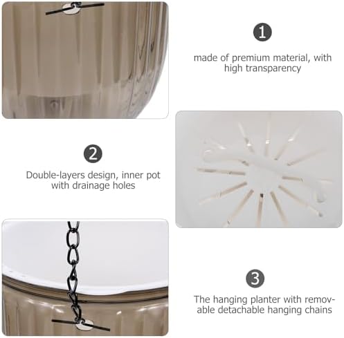 Resin Hanging Planters for Indoor Outdoor 2 Pack with Chains Self Watering - Image 6