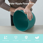 WSMKSZ 12 Inch Large Plant Pots for Indoor or Outdoor Plants, Wide Water Ripples Flower Pots with Drainage Holes & Saucer, Plastic Planters Set for Garden & Home Decor (Blue Green) - Image 4