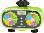 AQUASTAR Two-Zone Hose Watering Timer (Green), Automatic Irrigation for Lawn, Garden, Yard, Two Outlets by EDEN