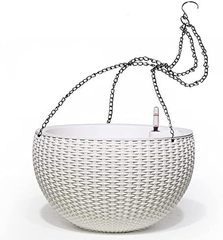 Dexceder 13.5 Inch Self Watering Hanging Planter (White) by Dexceder