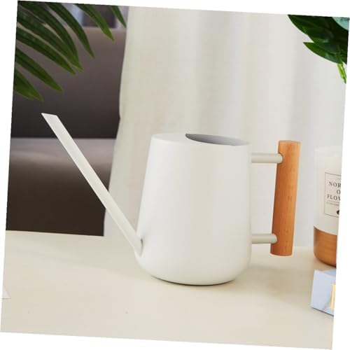 Xmas Indoor Watering Can 900ml White Iron Wood Long Spout - Image 7
