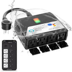 Smart Heavy Duty Outdoor Power Strip WiFi Plug Water-Resistant Socket, Electrical Power Extension Cord, Outlet Switch and Timer Works Remotely with Alexa, G Assistant (4 Sockets) Black by SNAPINVENT