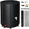 132 Gallon Collapsible Rain Barrel, Portable Rainwater Collection System, Water Storage Tank, Rain Catcher Barrel with Two Spigots and Overflow Kit, Rain Water Barrel Collector for Garden, Black by ANTSKU