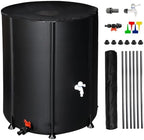 132 Gallon Collapsible Rain Barrel, Portable Rainwater Collection System, Water Storage Tank, Rain Catcher Barrel with Two Spigots and Overflow Kit, Rain Water Barrel Collector for Garden, Black by ANTSKU