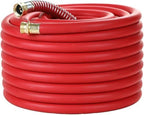 Guitrees Garden Hose 90FT x 5/8”, Heavy Duty Rubber Hose, Water Hose with Five-Layered Braiding, Hot/Cold Water, 1000PSI Burst, 200PSI Working (Red) by Guitrees