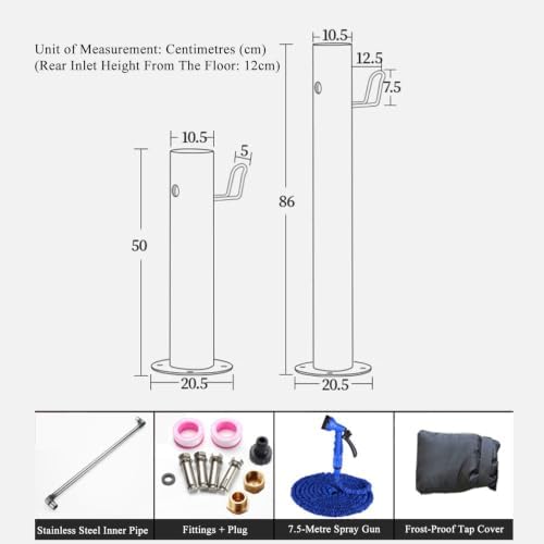 Stainless Steel Outdoor Column Garden Water Faucet with Hose Stand Balck - Image 7