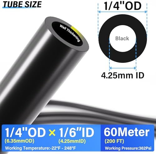 TAILONZ Black 1/4" OD Nylon Air Brake Hose 60M/200ft - Image 2