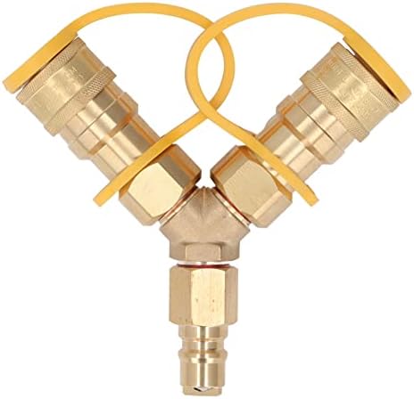 Gas Y Splitter, 1/2 Natural Gas Grill Connector, Two Way Gas Splitter, Y Splitter Gas Quick Connect Adapter, 1/2 Ih Y Quick Connect for Grills Generators Patio Heaters Pizza Ovens Patio by YosooHealthGear