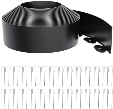 Landscape Edging 4 Inch Tall 40FT with 50Pcs Metal Spikes, Plastic Garden Edging Border Landscape Edging Border Lawn Edging for Landscaping, Flower Bed, Yard by LXVOOEE