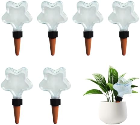 Star-Shaped 7.04oz/200ml Plant Watering Globes - 6 Self Watering Globes for Outdoor ＆ Indoor Plants - Automatic,Slow,Self Watering Spikes Care of Plants Everyday by Unknown