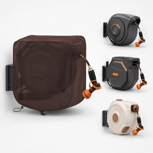Wall Mounted Hose Reel Cover for VEVOR 100 ft Retractable Hose Reel 2022–2026,Waterproof Oxford fabric for Retractable Garden Hoses ReelsHeavy Duty Shield,Brown by Trrisaun