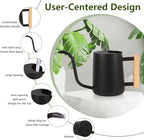 ZJchao Watering Can for Indoor Plants, 1000ML Retro Stainless Steel Plant Waterer with Long Spout for House Plants Bonsai Outdoor Garden Flower Decorative (Black) - Image 3