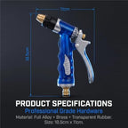 Garden Hose Nozzle, Full Alloy & Brass, 5-Stage Adjustable, 360° Rotation - Image 2
