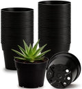 RooTrimmer 50 Pack 6 Inch Nursery Pots, Plastic Flower Pots, Thick Plant Pots with Drainage Hole for Planting Outdoor/Indoor Plants Succulent Herb (Black) by RooTrimmer