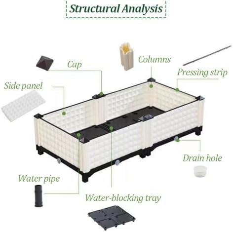 Raised Garden Bed Kit, Outdoor Plastic Planter Pot, Standing Narrow Plant Stand, Rectangle Planters, Plant Shelf for Balcony, Rooftop, Patio or Yard (White)(Single Layer) - Image 2