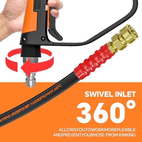 5000PSI Pressure Washer Gun with Foam Cannon & 50ft Power Washer Hose, Pressure Washing Kit with 15" Extension Wand & 7 Nozzle Tips, 3/8" Quick Connector & M22 15mm/14mm Fittings - Image 5