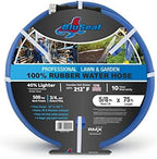 BluSeal Hot/Cold Water Rubber Garden Hose, 100% Rubber, Ultra-Light, Super Strong, 500 PSI, 50F to 190F Degrees, High Strength Polyester Braided (5/8" x 75') by RMX+BluSeal