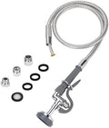 Gray Spray Valve with 38" Pre Rinse Hose, 38" Flexible Stainless Hose with High Pressure Pre Rinse Sprayer Nozzle Head Assembly Kit for Commercial Restaurant Industrial Kitchen Faucet by KWODECommercialFaucet