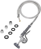 Gray Spray Valve with 38" Pre Rinse Hose, 38" Flexible Stainless Hose with High Pressure Pre Rinse Sprayer Nozzle Head Assembly Kit for Commercial Restaurant Industrial Kitchen Faucet by KWODECommercialFaucet