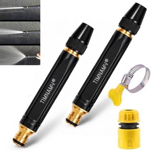 Timnamy High Pressure Water Nozzle, Powerful Home Sprayer with Adjustable Spray Patterns for Car Washing, Lawn & Garden Watering, Durable Metal Spray Nozzle (2) by FKMEE